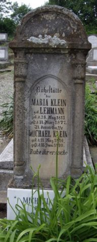 Klein Michael 1810-1890 Lehmann Maria 1813-1877 Grabstein